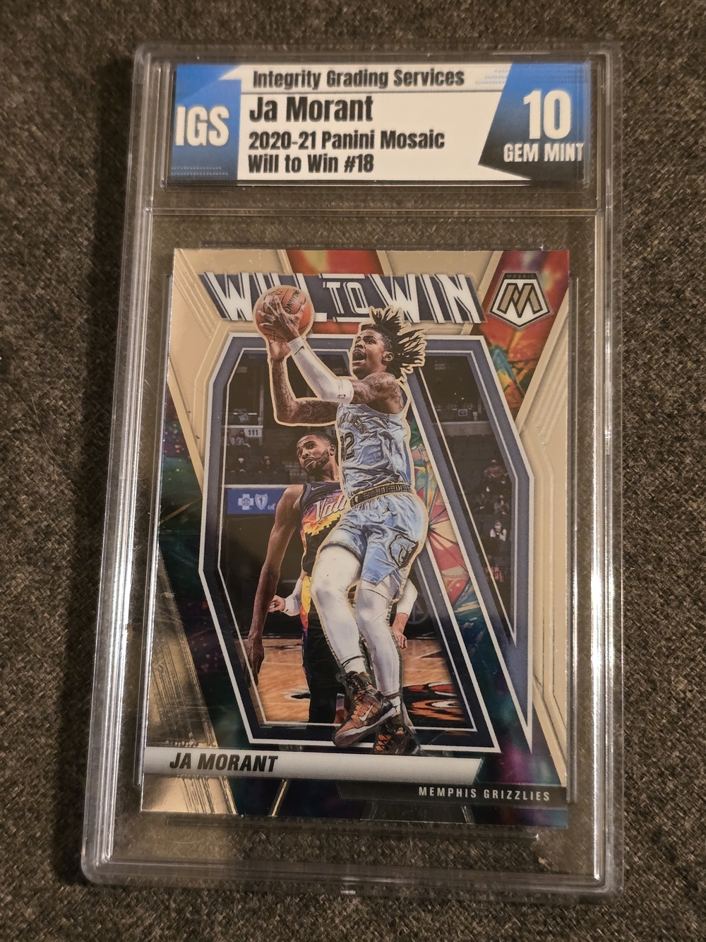 GEM MINT 10 2020-2021 Panini Mosaic Ja Morant Holographic Will to Win - Green